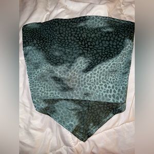 Shein: Satin dark teal tie in the back strapless